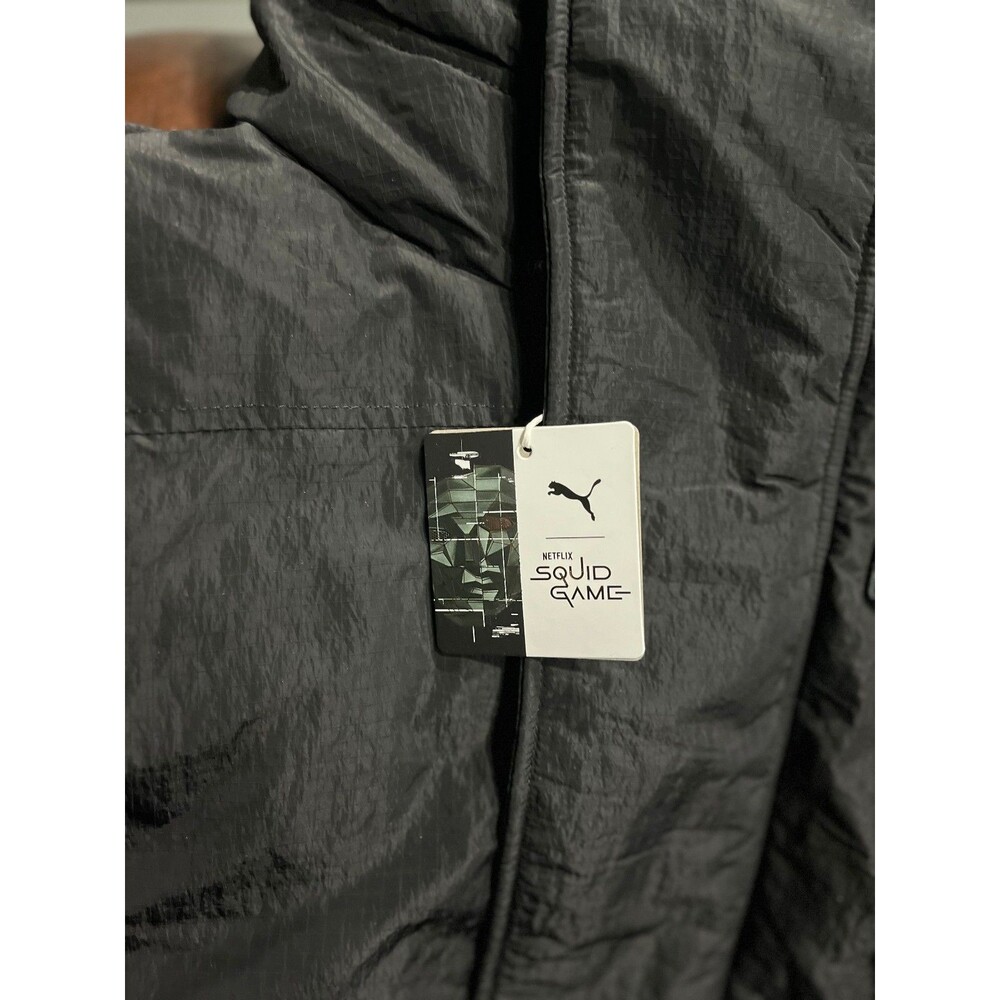Puma X Netflix Squid Game Duck Down small Black Long Jacket $260 Rare Hooded